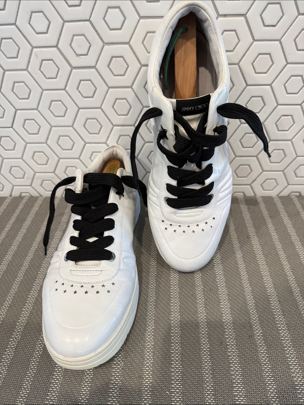 Jimmy Choo White Sneakers with Black Laces